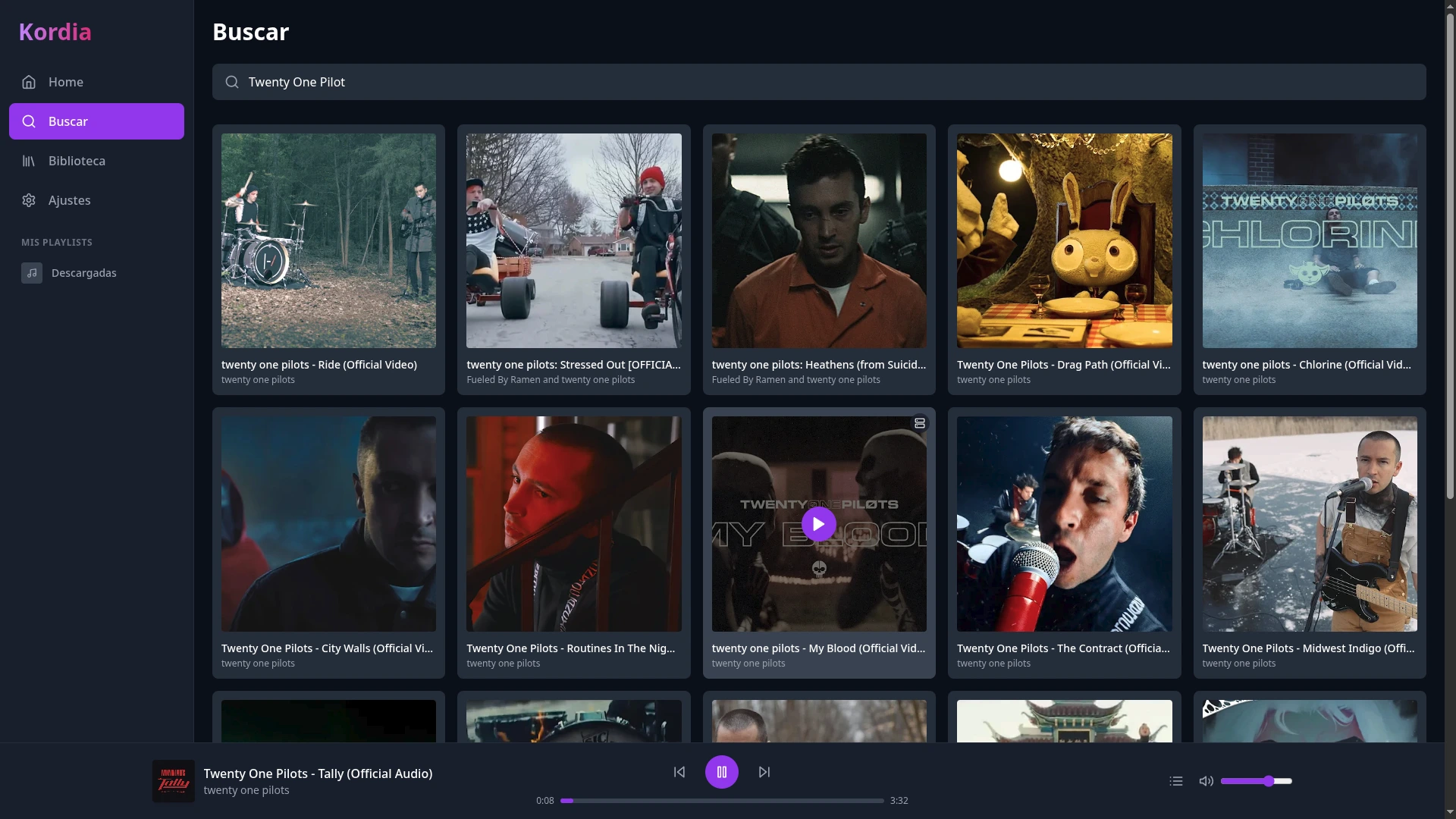 Captura de pantalla del proyecto Offline Music Streaming PWA