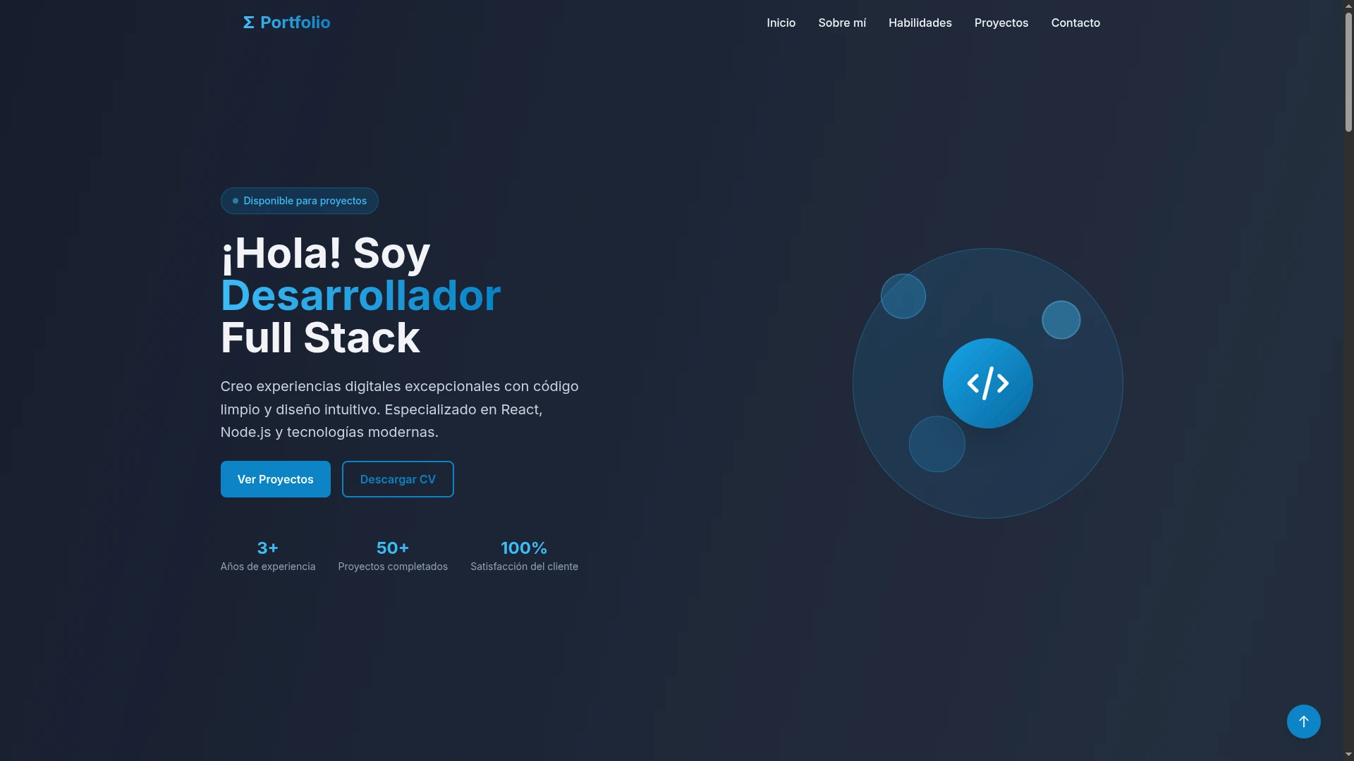 Captura de pantalla del proyecto Modern Developer Portfolio