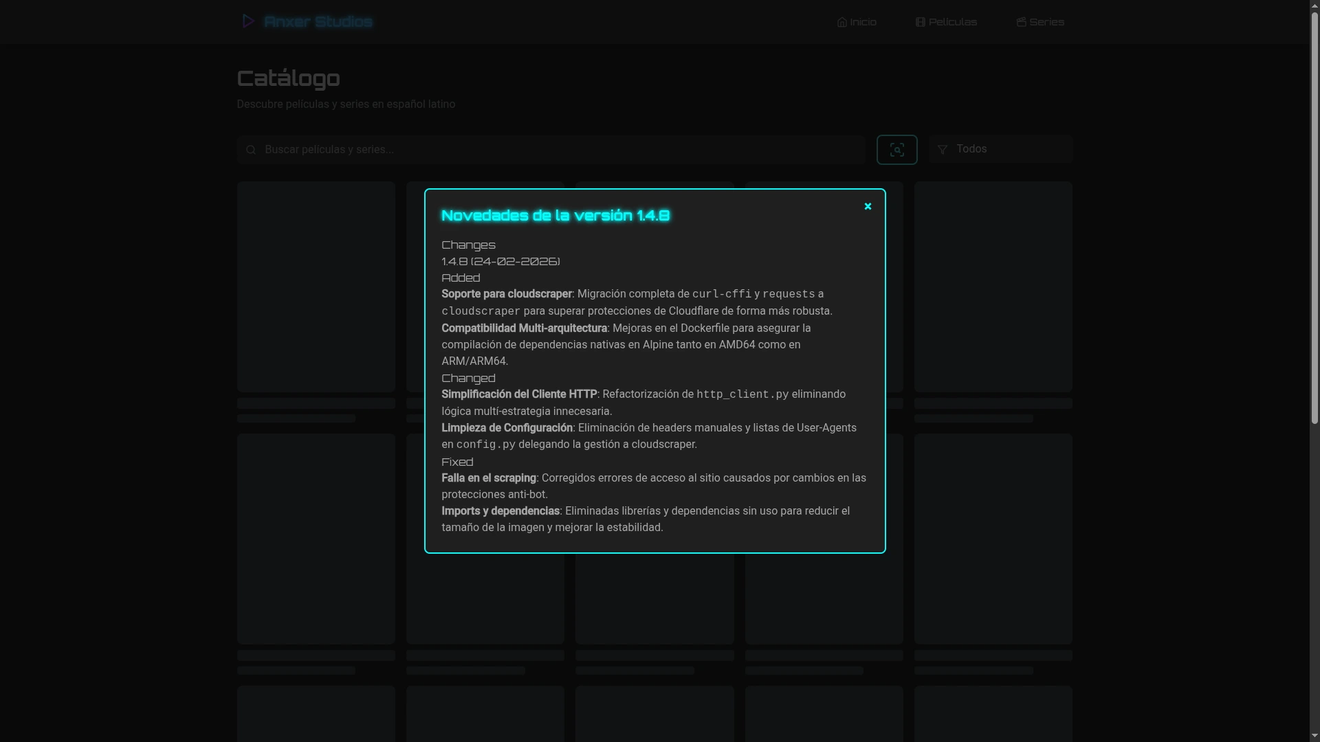 Captura de pantalla del proyecto Service of Movie and Series Reproductor